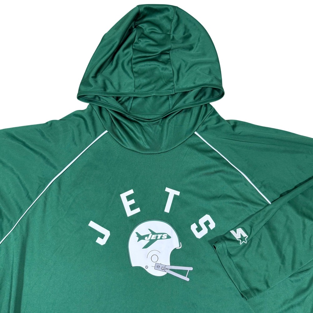 Starter New York‎ Jets Hooded Long Sleeve Shirt Men's 2XL Green NFL Retro